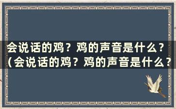 会说话的鸡？鸡的声音是什么？ （会说话的鸡？鸡的声音是什么？）